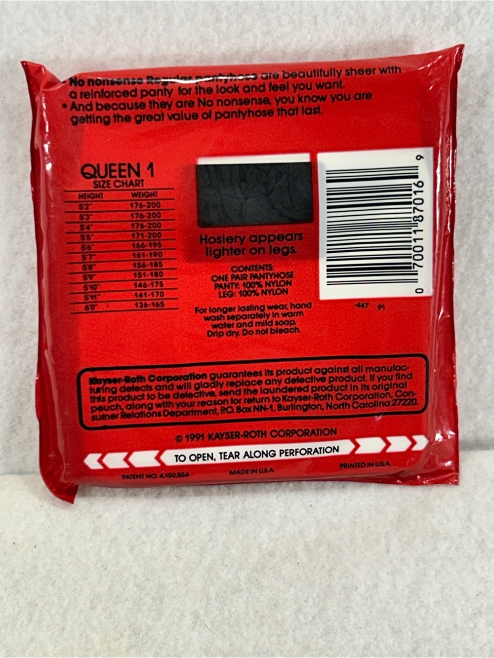 Vintage 1991 No Nonsense Regular Pantyhose Queen 1 Off Black Sandalfoot NOS - Picture 2 of 2
